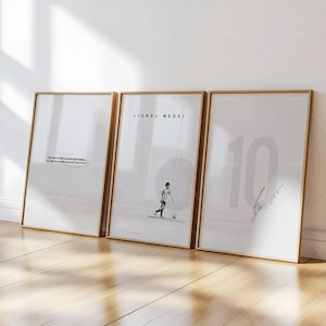 Lionel Messi Poster Bundle, Fußball Kunstdruck, Fußballspieler Poster, Sport Poster, Mid-Century Modern, Fußball Geschenk, Poster für Männer