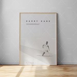 Harry Kane Motivation Poster, Soccer Art Print, Monochrome, Mid-Century Modern, Football Poster
