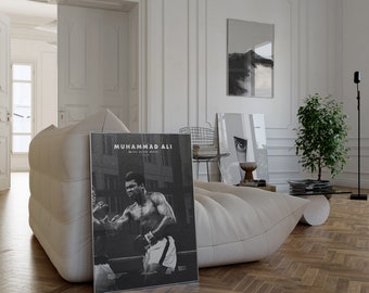Muhammad Ali Poster, Boxing Wall Art, Prints Downloadable, Black And White