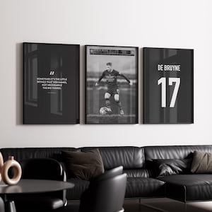 Pacote de pôsteres de Kevin De Bruyne, pôster do Manchester City, impressão de futebol, pôster esportivo, pôster de jogador de futebol, moderno de meados do século, presente para homens