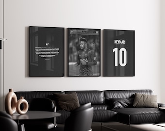 Neymar Junior Poster Bundle, Soccer Art Print, Football Art Print, Monochrome Art Print, Mid-Century Modern, Digital Print, Poster for Men