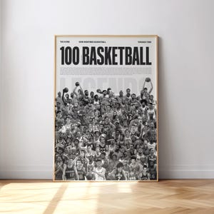 100 leyendas del baloncesto, impresión de baloncesto, arte de pared de baloncesto moderno de mediados de siglo, regalo para él, póster deportivo, póster de jugadores de baloncesto