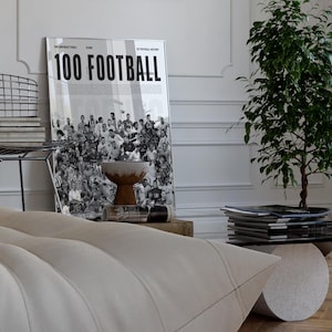 100 Football Legends (Gray), Soccer Poster, Football Poster, Mid-Century Modern, Football Wall Art, Soccer Wall Art, Gift for Him