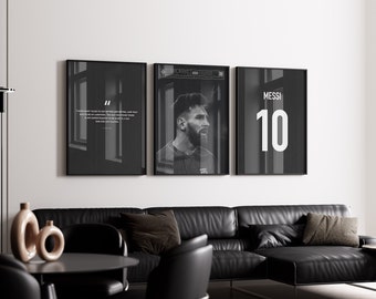 Lionel Messi Poster Bundle, Soccer Art Print, Football Art Print, Monochrome Art Print, Mid-Century Modern, Digital Print, Poster for Men