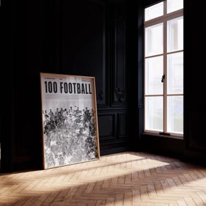 100 Football Legends (Gray), Soccer Poster, Football Poster, Mid-Century Modern, Football Wall Art, Soccer Wall Art, Gift for Him