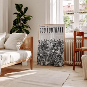 100 Football Legends (Gray), Soccer Poster, Football Poster, Mid-Century Modern, Football Wall Art, Soccer Wall Art, Gift for Him