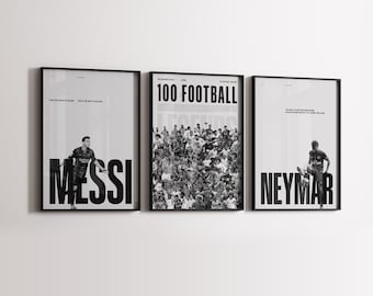 100 Football Legends Poster Set: Mid-Century Modern Sports Art (Digital Download)