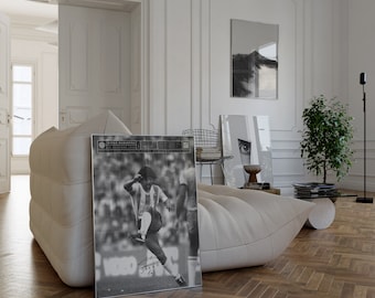 Diego Maradona Poster, Football Art Print, Monochrome, Mid-Century Modern