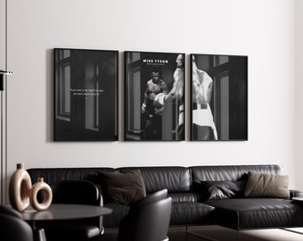 Mike Tyson Boxing Poster Set: Black & White Motivation Art (Digital Download)