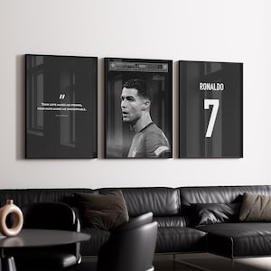 Paquete de pósteres de Cristiano Ronaldo, regalo para hombres, impresión artística de fútbol, pósteres de fútbol, impresiones monocromáticas, estilo moderno de mediados de siglo