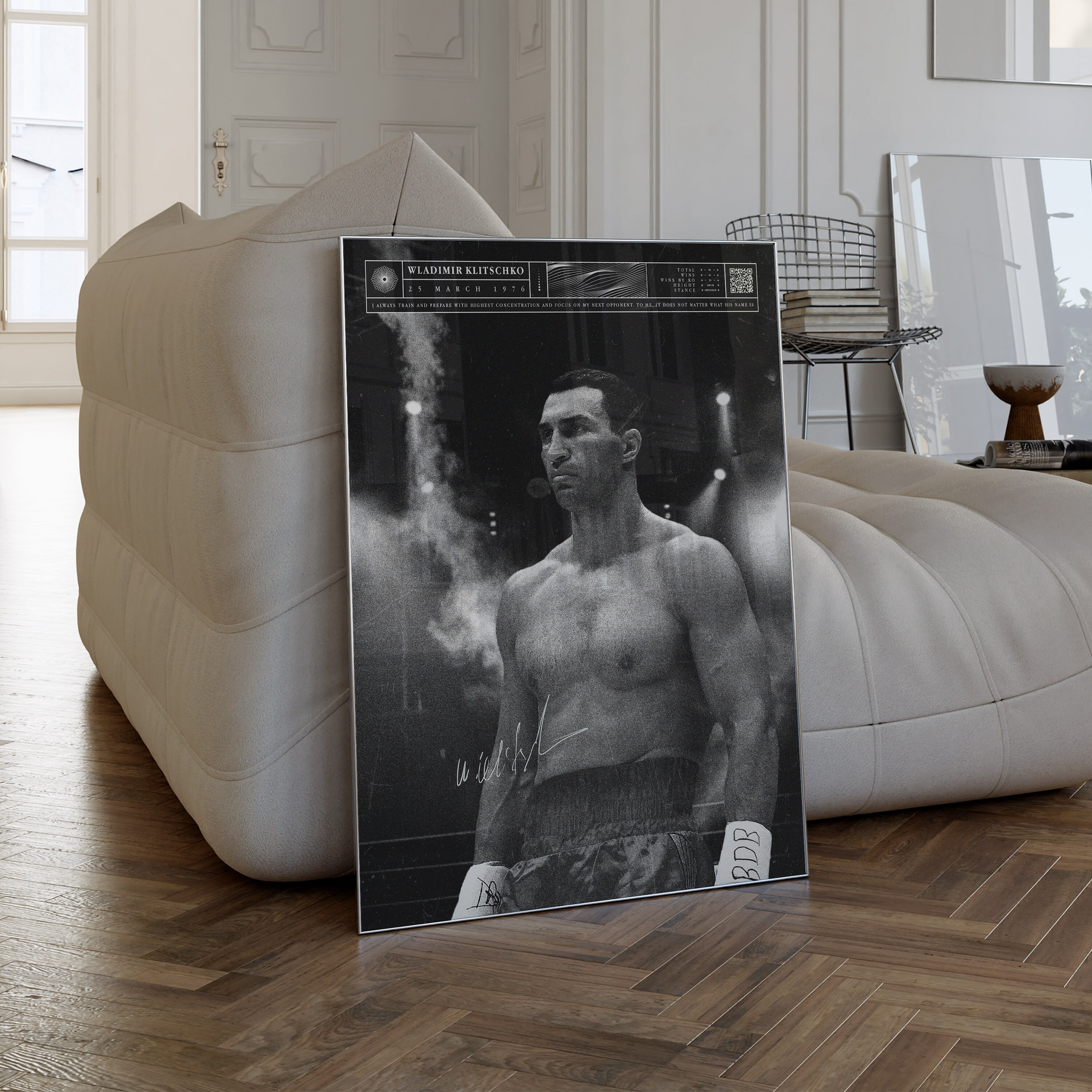 Wladimir Klitschko Poster, Boxing Wall Art, Black And White