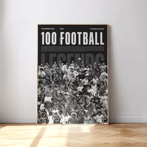 100 leggende del calcio (scuro), poster sportivo, poster di calcio, moderno di metà secolo, arte murale di calcio, regalo per lui, stelle del calcio