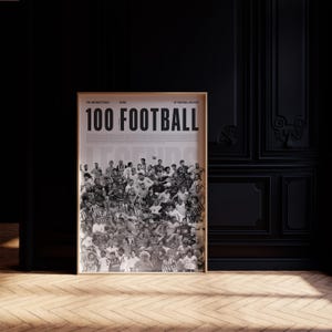 100 Football Legends (Gray), Soccer Poster, Football Poster, Mid-Century Modern, Football Wall Art, Soccer Wall Art, Gift for Him