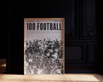 フットボール レジェンド100 アートポスター A1版 100 Football Legends Poster: Mid-century Modern Soccer Wall Art