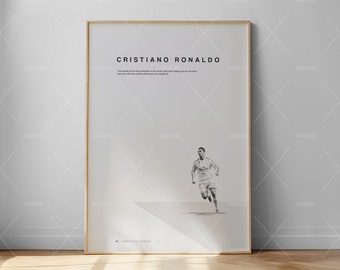 Minimalistische poster Cristiano Ronaldo: voetbalmuurkunst (digitale download)