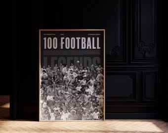 100 Football Legends Poster: Mid-Century Modern Sports Art (Digital Download)