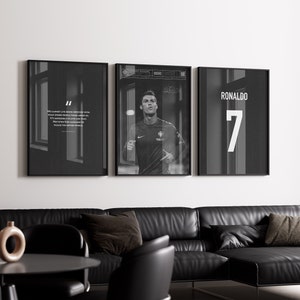 Cristiano Ronaldo Poster Bundle, Fußball Kunstdruck, Fußball Kunstdruck, Monochromer Kunstdruck, Mid-Century Modern, Poster für Männer