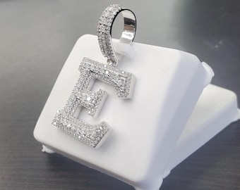 Sterling Silver With VVS Moissanite Stones Quarter size Initial Letter E