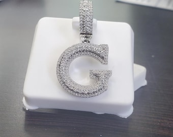 Sterling Silver With VVS Moissanite Stones Quarter size Initial Letter G