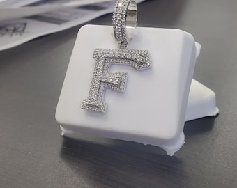 Sterling Silver With VVS Moissanite Stones Quarter size Initial Letter F