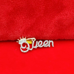 10K GOLD 10K GOLD with Natural Diamonds custom Cursive QUEEN Pendant