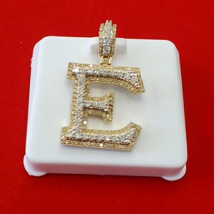 Natural Gold and Diamond Initial E Pendant