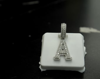 Sterling Silver 925 Stamped with Moissanite Alphabet Pendants | Alphabet A to Z |