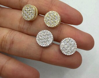 925 Sterling Silver with VVS Moissanite stamped Round Earrings