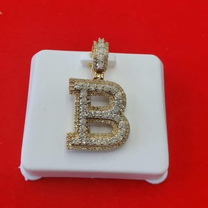 Natural Gold and Diamond Initial B Pendant