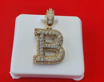 Natural Gold and Diamond Initial B Pendant