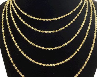 10K Gold Stamped Rope Chain - 2mm for men and women | Gift for love