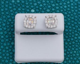 925 Sterling Silver with Moissanite Round Shaped Earring for parties, wedding and gift