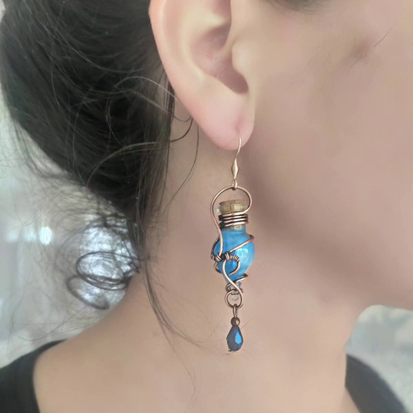 Mana Potion Earrings Mana Vial Jewelry Mana Tiny Bottle Earrings Diablo Earrings Gamer Jewelry Potion Bottles Magic Earrings DnD Earrings
