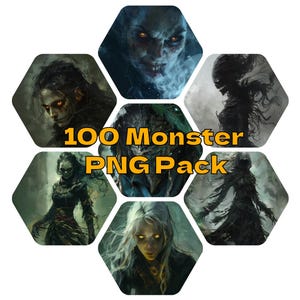 100 Immagini di mostri per giochi di ruolo da tavolo, pacchetti di avventure, campagne, strumenti per Dungeon Master, immagini di boss, immagini di nemici