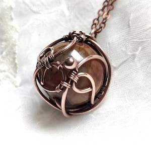 Dragon Vein Agate Wire Wrapped Copper Necklace Magical Pendant Fantasy Necklace Wire Wrapped Gemstone Jewelry