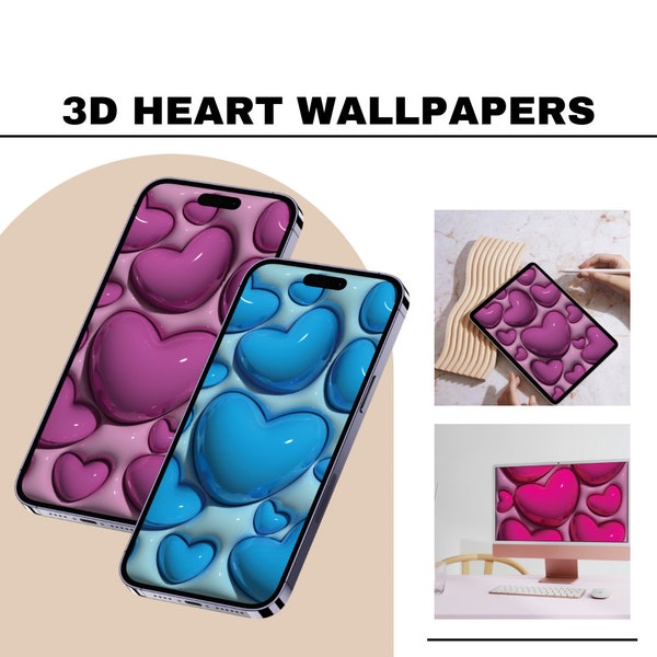 3D hearts wallpaper digital wallpaper