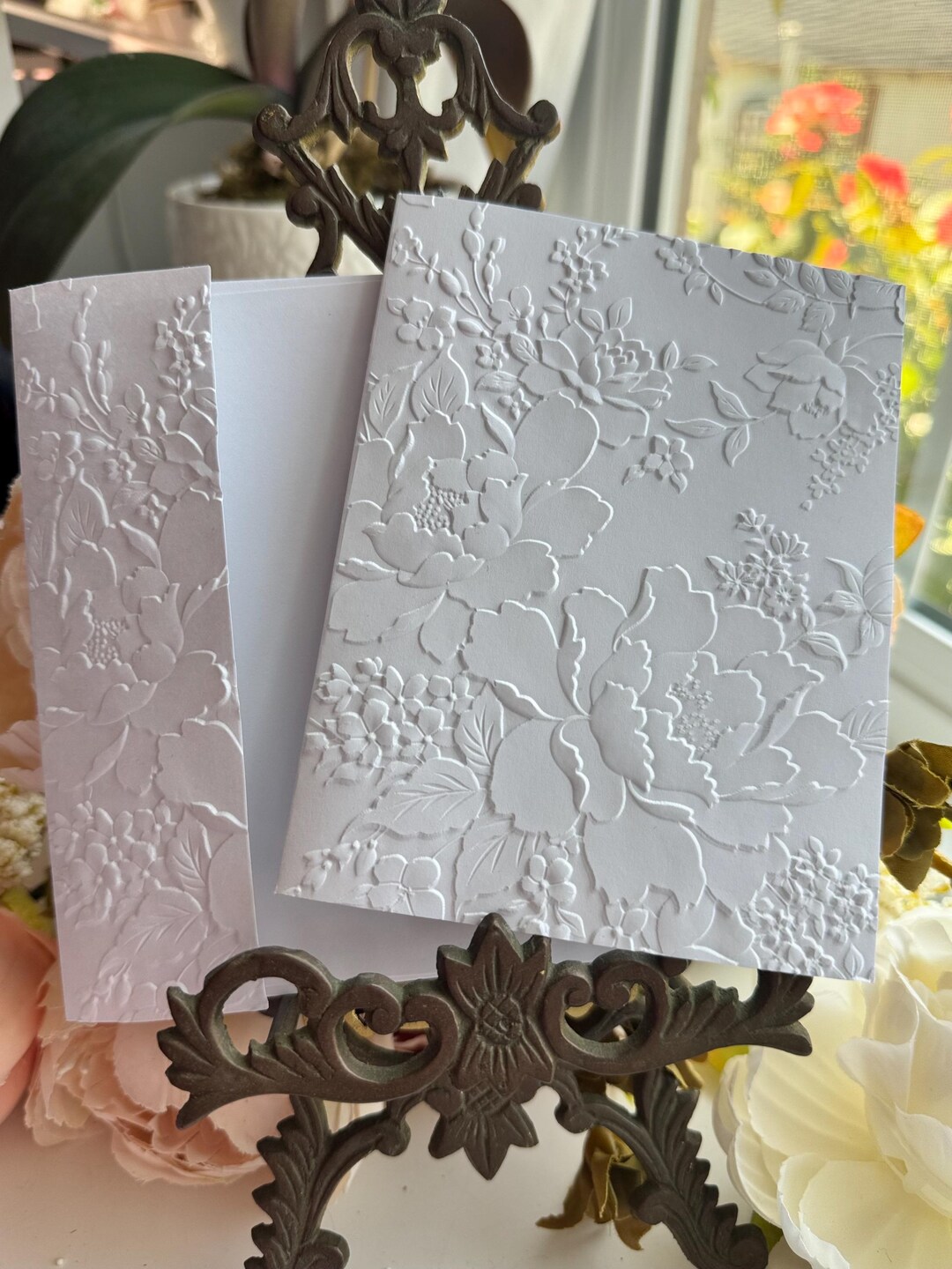 Embossed Peony Garden Notecards: Blank Floral Boxed Stationery Set - Etsy