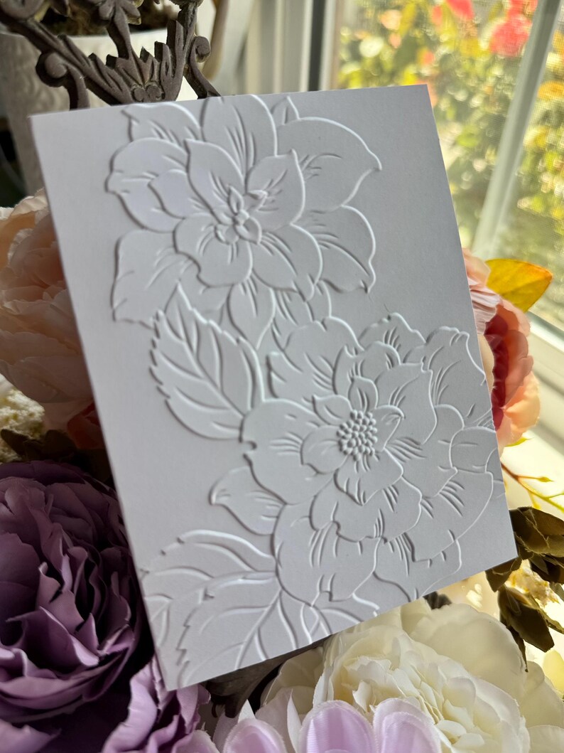 Camelia Embossed Cards Blank Floral Notecards Boxed Stationery Set - Etsy