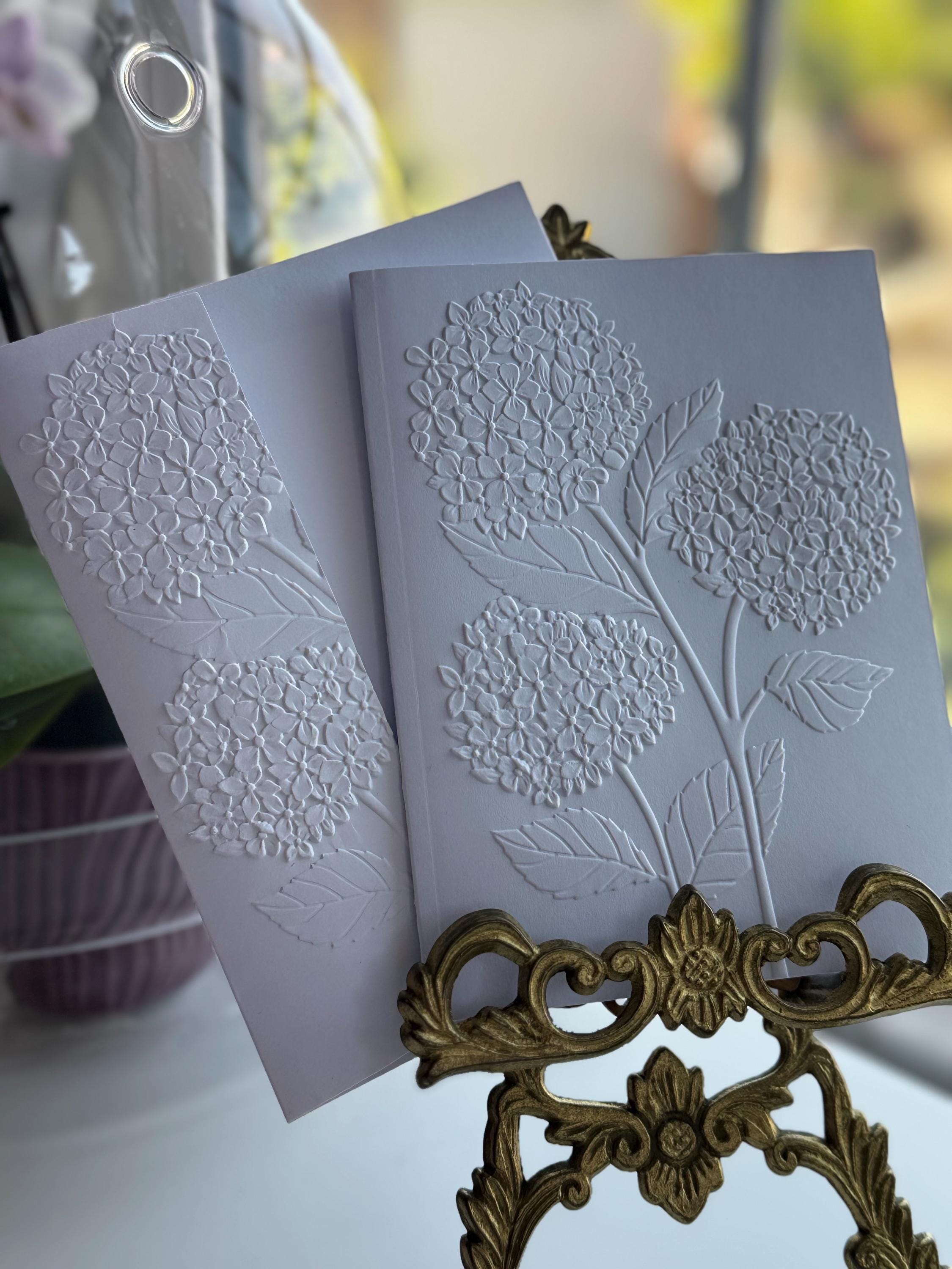 Hydrangea Embossed Cards Blank Floral Notecards Boxed Stationery Set - Etsy