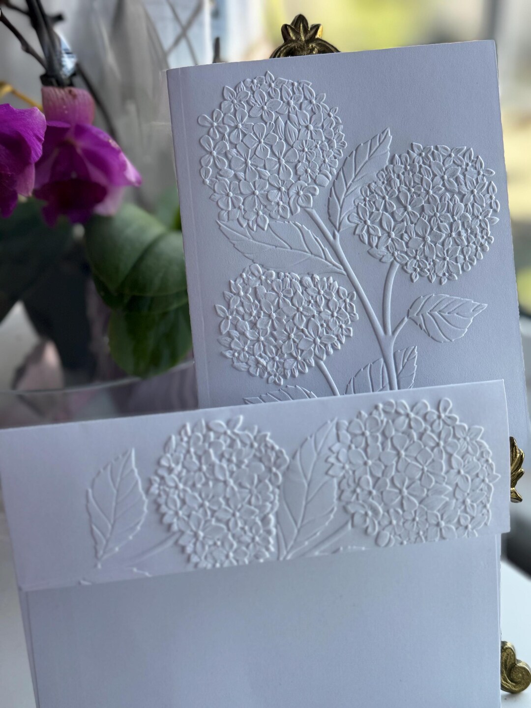 Hydrangea Embossed Cards Blank Floral Notecards Boxed Stationery Set - Etsy