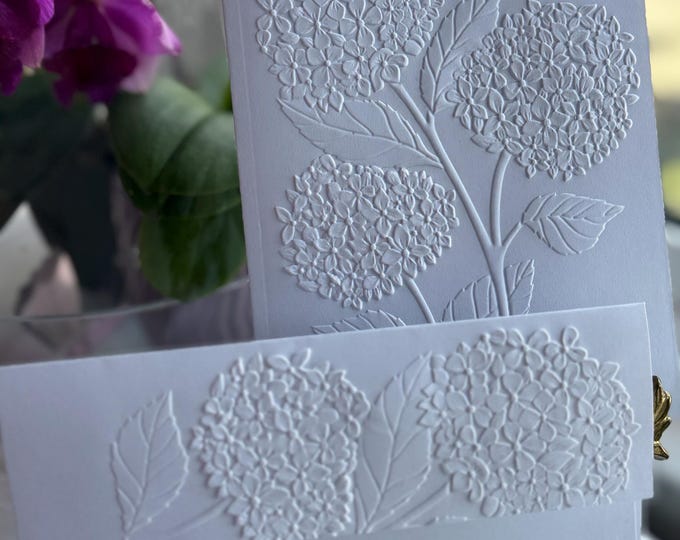 Hydrangea Embossed Cards Blank Floral Notecards Boxed Stationery Set - Etsy