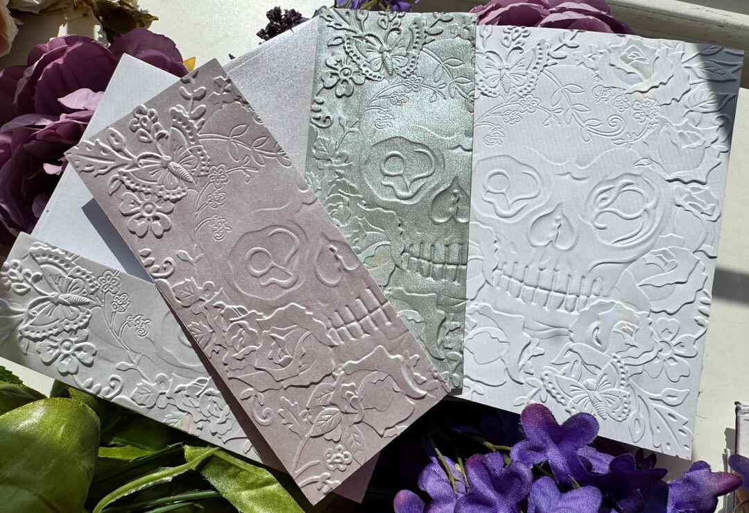 3D Embossed Skull Blank Notecard Boxed Set: Gothic Halloween Stationery ...