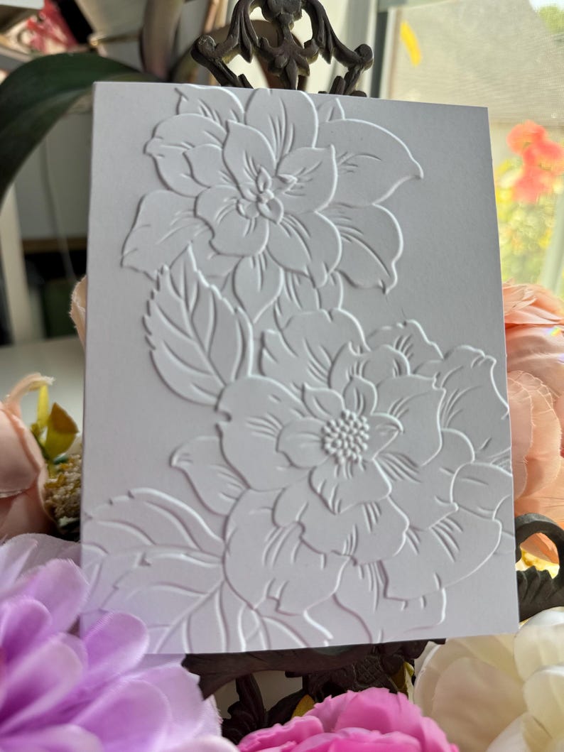 Camelia Embossed Cards Blank Floral Notecards Boxed Stationery Set - Etsy