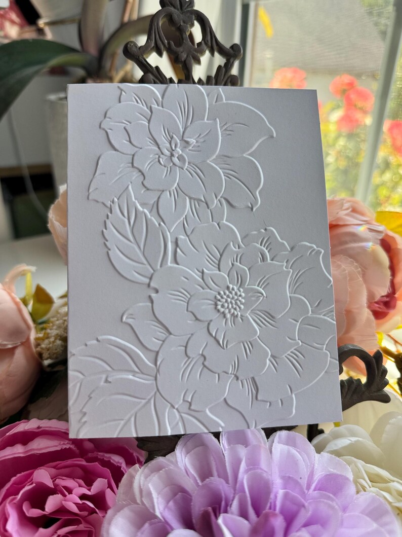 Camelia Embossed Cards Blank Floral Notecards Boxed Stationery Set - Etsy