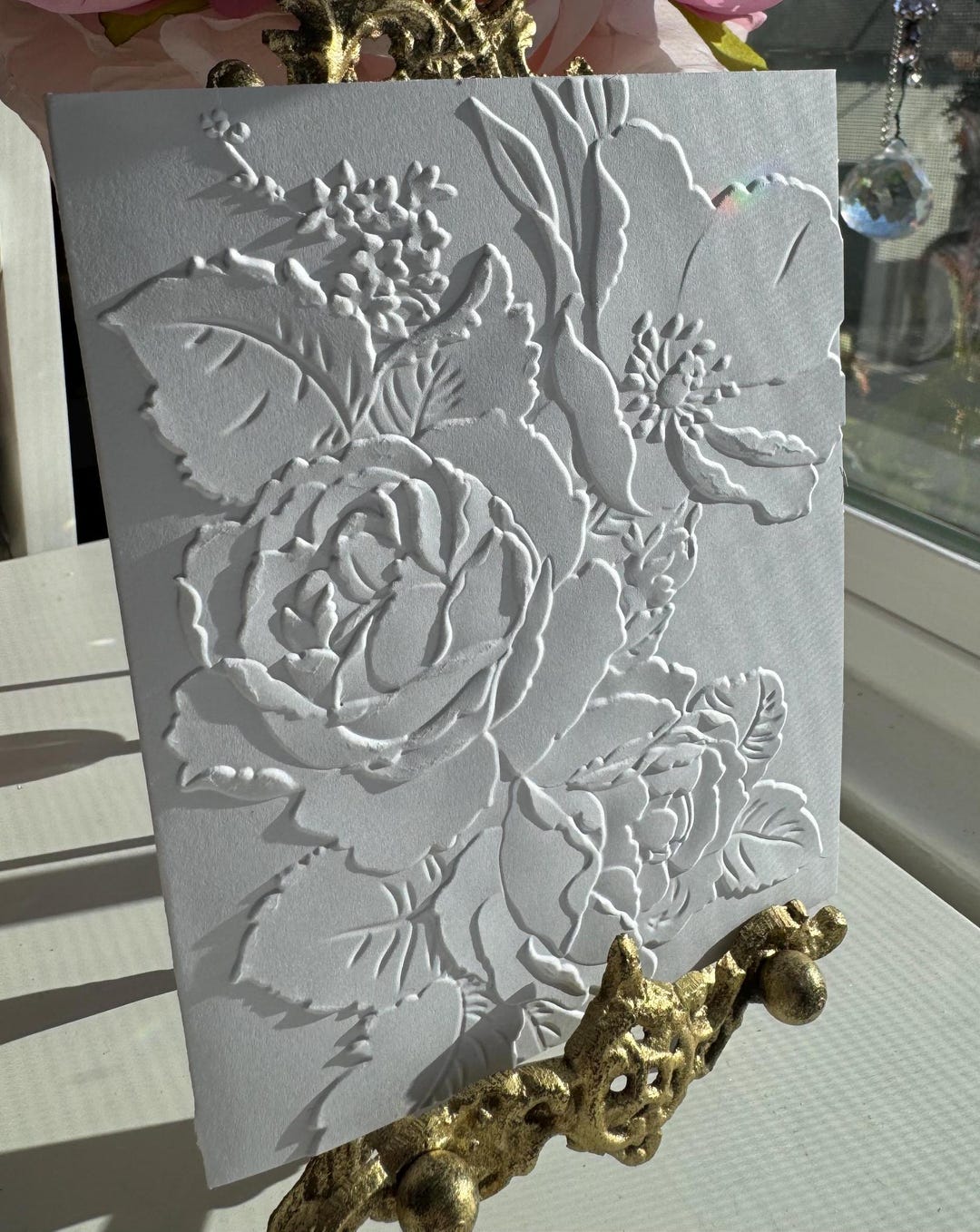 Embossed Cards Rose Bouquet Floral Blank Notecards All Occasion Boxed ...