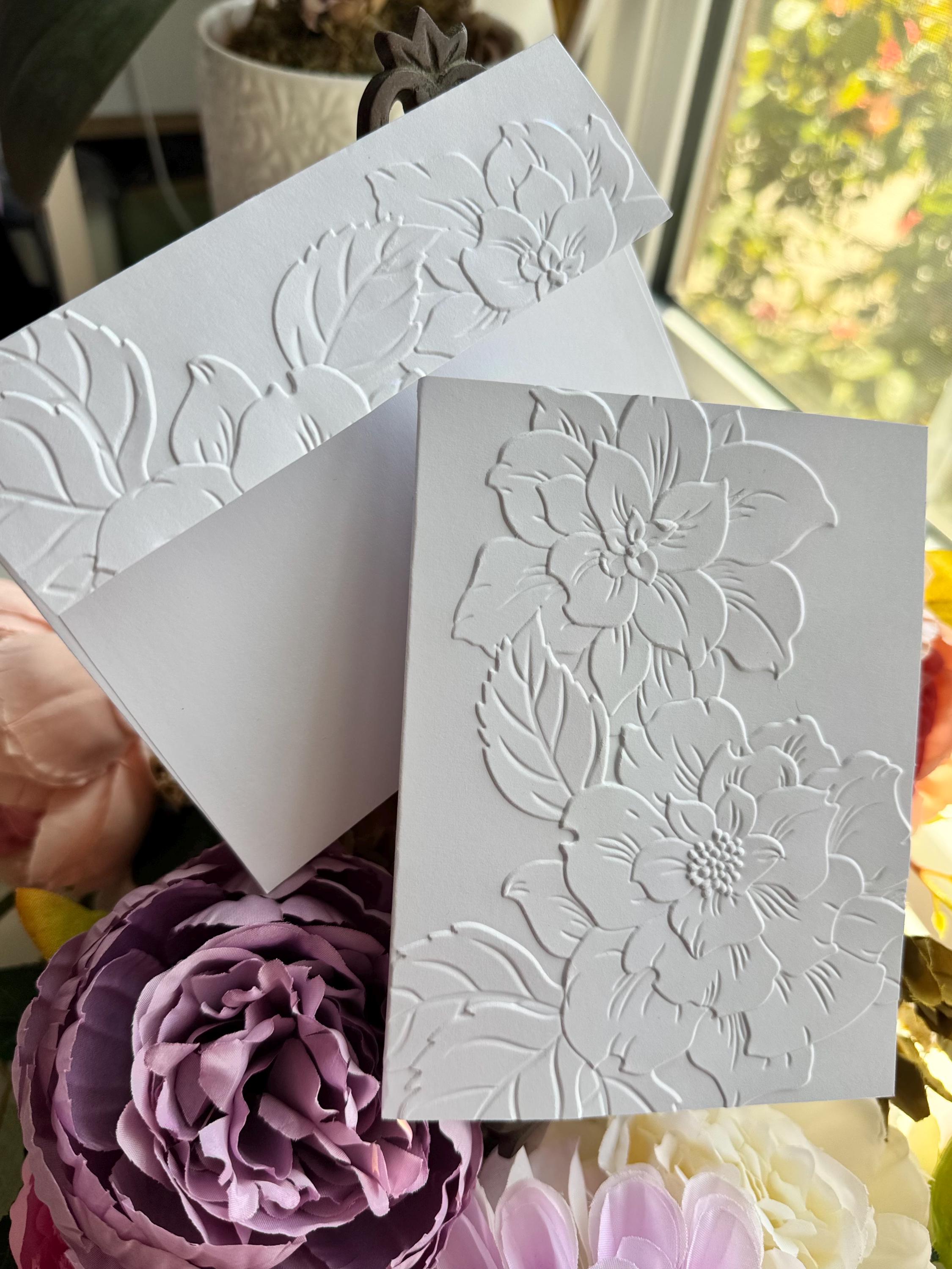 Camelia Embossed Cards Blank Floral Notecards Boxed Stationery Set - Etsy