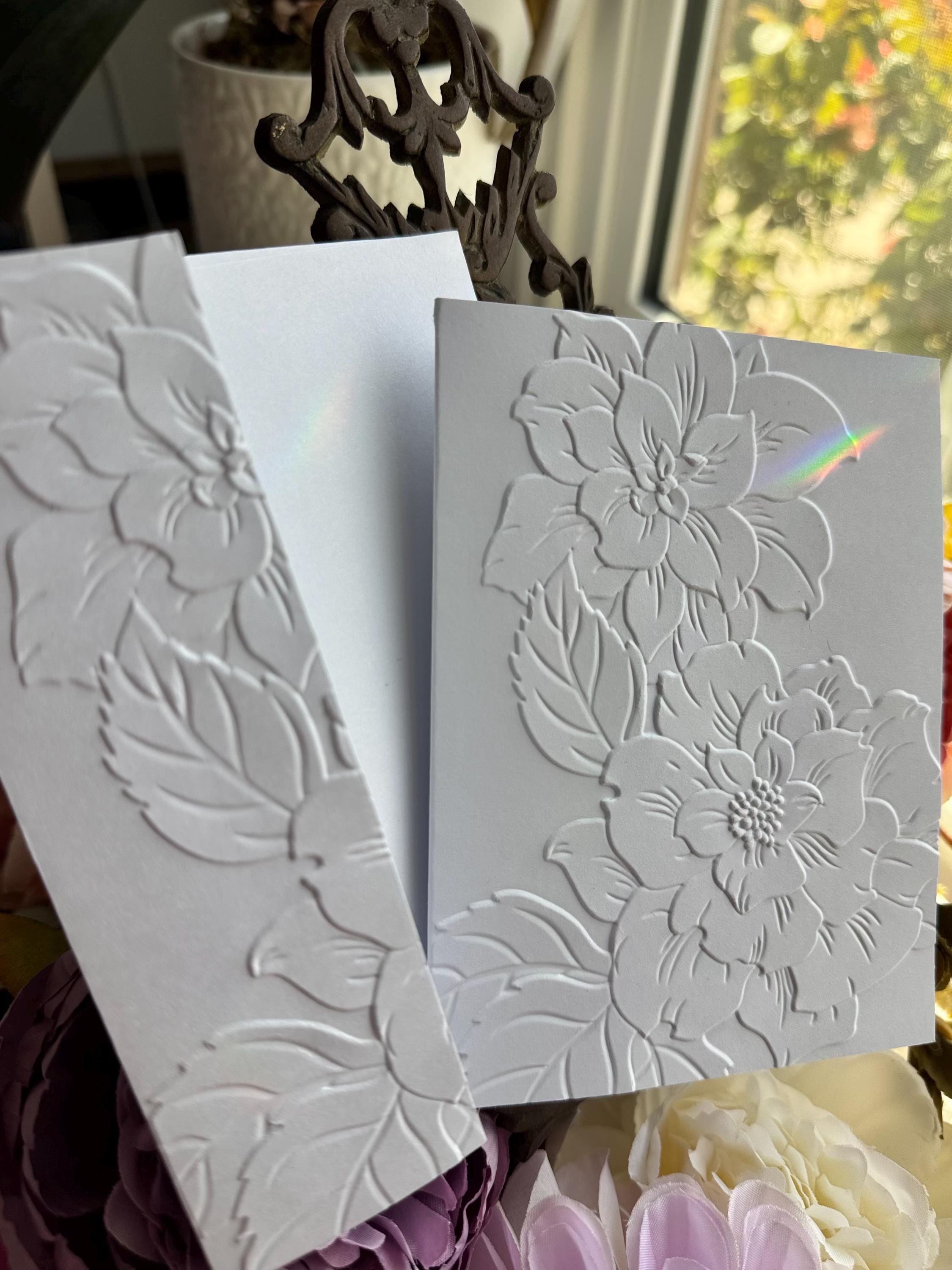 Camelia Embossed Cards Blank Floral Notecards Boxed Stationery Set - Etsy