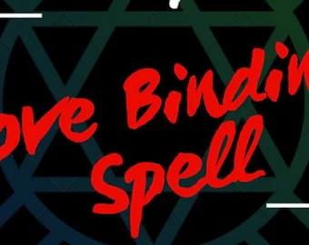 Könnte beinhalten: Roter Text auf schwarzem Hintergrund mit geometrischem Muster lautet "Love Binding Spell".