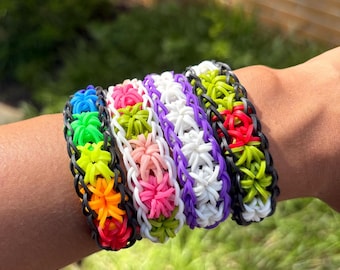 CUSTOM Starburst Rainbow Loom Bracelet – Handmade Colorful Elastic Friendship Bracelet – Personalized Loom Band Jewelry Gift