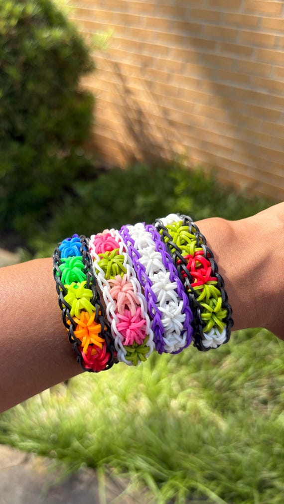 CUSTOM Starburst Rainbow Loom Bracelet – Handmade Colorful Elastic